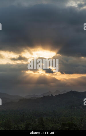 Cloudy sky over remote landscape, Borobudur, Indonesia Stock Photo