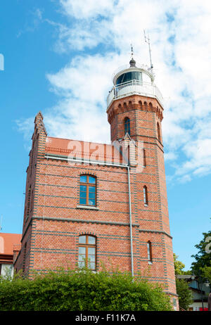 The lighthouse in Ustka city Stock Photo