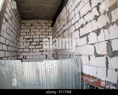 Interior of the premises during construction with wide angle fisheye lens and distortion view Stock Photo