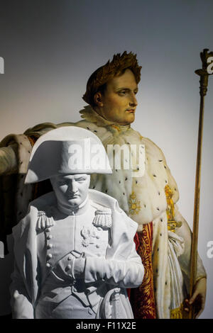 Sculpture and painting of Napoleon at Le Caillou, Napoleon's Last HQ / Headquarters, museum about 1815 Napoleonic war, Belgium Stock Photo