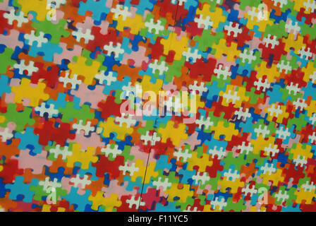 painted background with jigsaw pieces Stock Photo