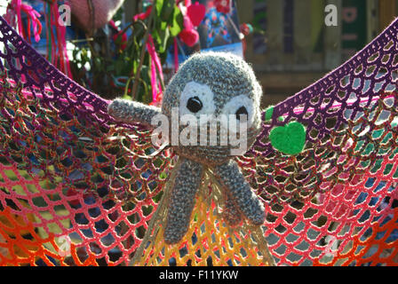 urban knitting at Solar, a a contemporary festival of performing arts in Roermond, Netherlands Stock Photo