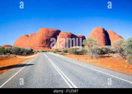 The Olgas and nearby roadscape in the Northern Territory, Australia Stock Photo