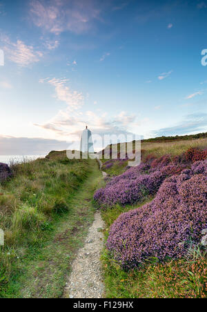 The Pepper Pot day mark lighthouse on cliffs above Portreath on the Cornwall coast Stock Photo