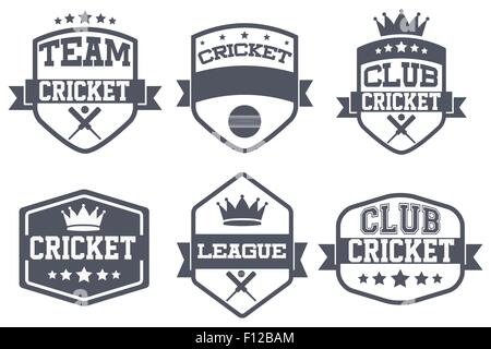 Set of Vintage Cricket Club Badge and Label Stock Vector