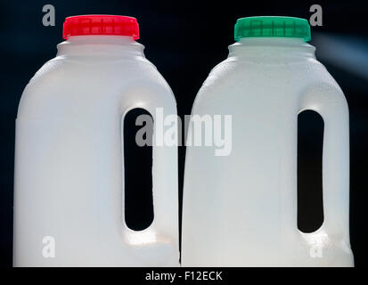 Empty Plastic Milk Bottles Stock Photo