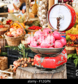 beautiful market still life with garnets, Campo di fiori in Rome Stock Photo