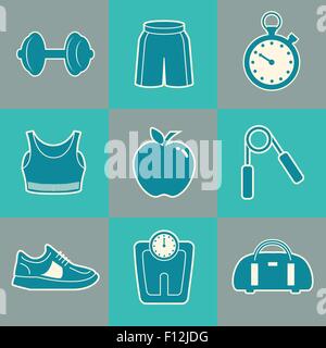 Sports Background with Fitness Icons for Print or Web Stock Vector
