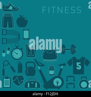 Sports Background with Fitness Icons for Print or Web Stock Vector