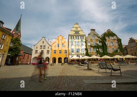 OLSZTYN, POLAND - AUGUST 21, 2015:  Old houses of Olsztyn in center of Olsztyn old town Stock Photo