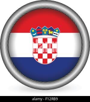 Croatia flag button on a white background. Vector illustration. Stock Vector