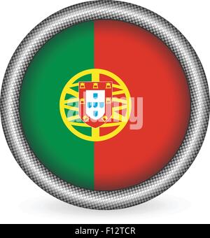 Portugal flag button on a white background. Vector illustration. Stock Vector