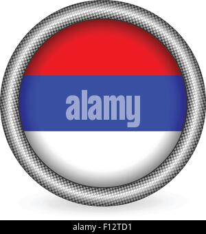 Serbia flag button on a white background. Vector illustration. Stock Vector