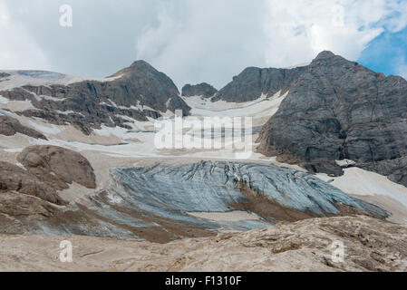 In front of the Marmolada glacier, Ghiacciaio della Marmolada, Marmolada, Dolomites, Trentino Province, Province of South Tyrol Stock Photo