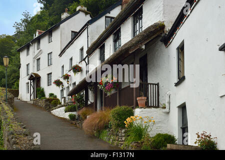 White Cottages on Mars Hill Way, Lynmouth, Devon Stock Photo