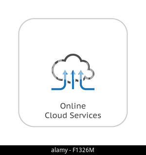 Online Cloud Services. Flat Design Icon. Isolated Illustration. Stock Photo