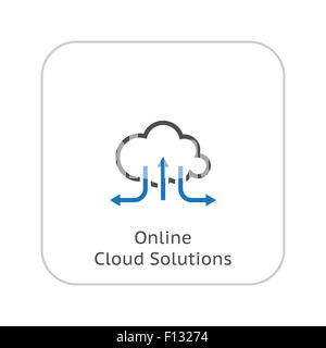 Online Cloud Solutions. Flat Design Icon. Isolated Illustration. Stock Photo