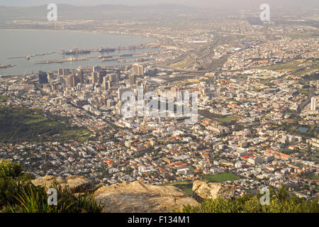 A view of Cape Town's CBD from the top of Lion's Head - 11/08/2015 Stock Photo