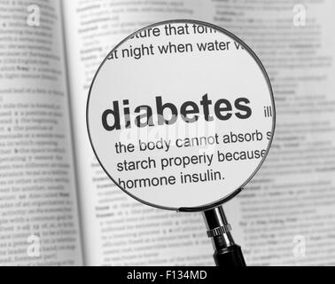 Dictionary highlighting Diabetes Stock Photo