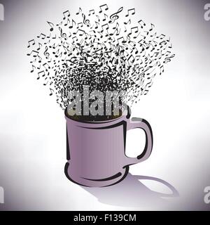 Musical Notes and Coffee Cup Background Stock Vector