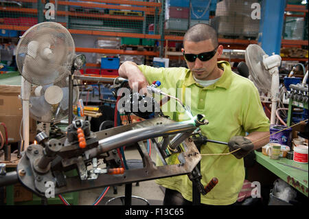 Brazer worker at Brompton Bicycle Factory in Brentford South West London England UK Europe Stock Photo