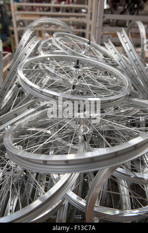 Bicycle wheel rim at Brompton Bicycle Factory in Brentford South West London England UK Europe Stock Photo