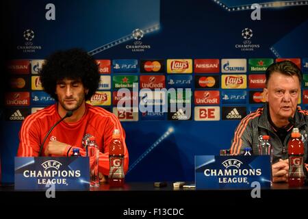 Brugge, Belgium. 26th Aug, 2015. UEFA Champions League football betwwen FC Brugge and Manchester United. Press conference and training for Manchester United. Head coach Manchester's Louis Van Gaal and Manchester's Marouane Fellaini Credit:  Action Plus Sports/Alamy Live News Stock Photo