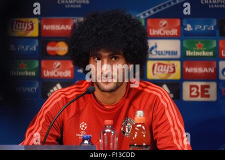 Brugge, Belgium. 26th Aug, 2015. UEFA Champions League football betwwen FC Brugge and Manchester United. Press conference and training for Manchester United. Manchester's Marouane Fellaini pictured during press conference Credit:  Action Plus Sports/Alamy Live News Stock Photo
