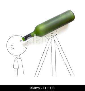 person looking through telescope drawing