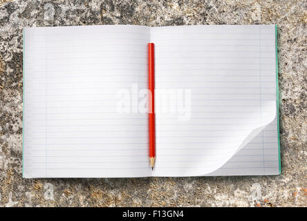 White blank open notebook with red pencil Stock Photo