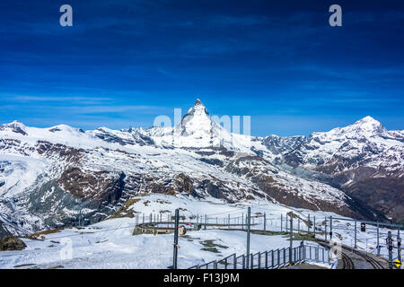 Views of the train ride to the Matterhorn, Zermatt, Switzerland Stock Photo