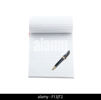 Notebook and pen isolated on white background. Stock Photo