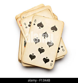 Pack of old playing cards in closeup Stock Photo