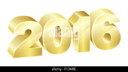 2016 in 3D gold text. New Years concept or relating to anything exciting in 2016.