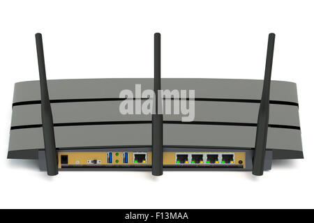 Modern wireless internet router  isolated on white background Stock Photo