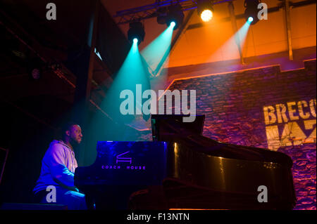 Robert Glasper Trio performing on stage at Brecon Jazz Festival 2015 Stock Photo