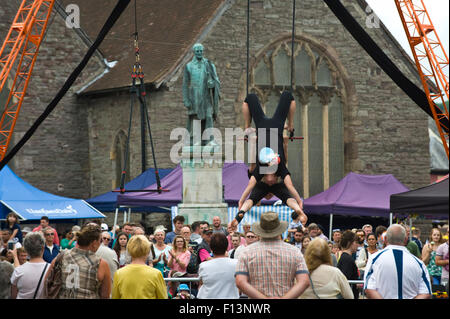 Street performers on the streets during Brecon Jazz Festival 2015 Stock Photo