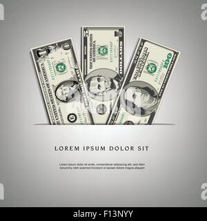 A Money Graphic Made from Various Bills  on a Plain Background Stock Vector