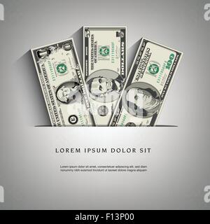 A Money Graphic Made from Various Bills  on a Plain Background Stock Vector