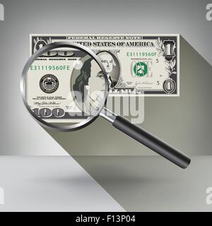 A Dollar Becomes a Hundred Upon Closer Inspection  for print or web Stock Vector