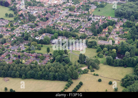 An aerial view of the village of Marcham in Oxfordshire UK taken from