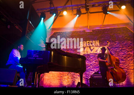 Robert Glasper Trio performing on stage at Brecon Jazz Festival 2015 Stock Photo