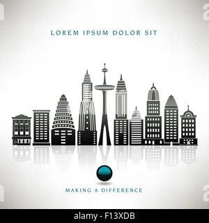A Stylized Urban Cityscape on a Plain Background Stock Vector