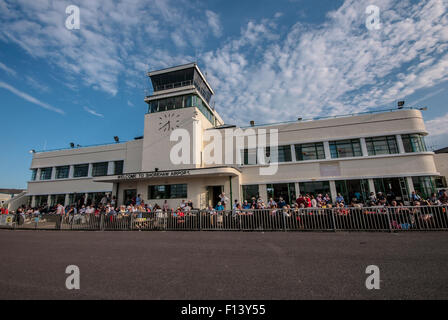 Shoreham Airport's terminal building was opened on 13 June 1936. It was designed by Stavers Tiltman in the Art Deco style. Brighton City Airport Stock Photo