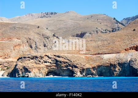 coastline and hillside of Southern Crete near Hora Sfakion Stock Photo