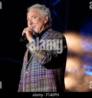 Tom Jones plays V Festival Hylands Park on 22/08/2015 at Hylands Park, Chelmsford.  Persons pictured: Tom Jones. Picture by Julie Edwards Stock Photo