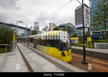 metrolink trams at mediacity station Manchester uk Stock Photo