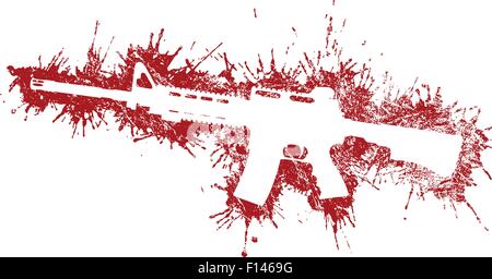 Assault Rifle with Blood Stains Stock Vector