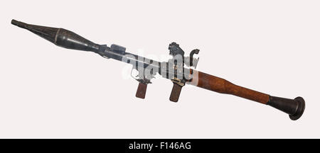 A shoulder launched anti-tank weapon, RPG, on a white background. Stock Photo