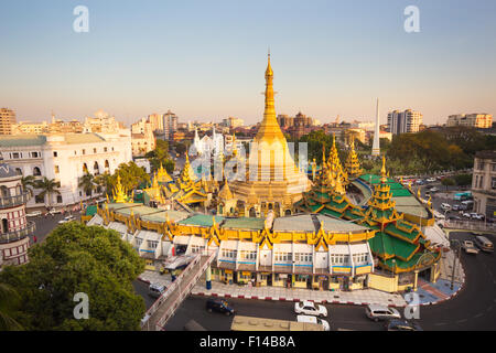 Sule pagoda in central Yangon, Myanmar, Burma. Stock Photo